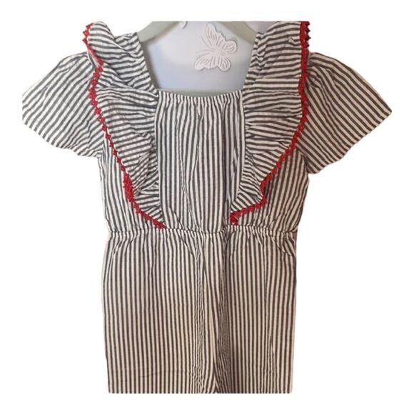 French Connection Ruffle Trim Seersucker Romper Size 6/7 - 4th of July l… - Picture 9 of 11